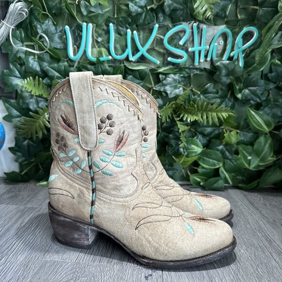 Old Gringo Amitola Floral Embroidered Western Boots Blue Women's 7 B